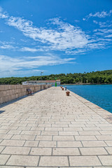 View of the the main pier in Luka on island Prvic in Sibenik archipelago, Croatia.