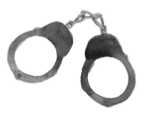 watercolor sketch of handcuffs on white background