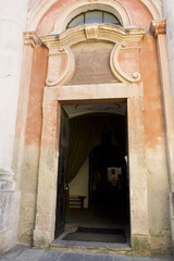 Fototapeta na wymiar Entrance door of Dominican Church of St. Nicholas