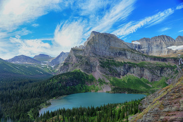 Obraz premium Grinnell Glacier and lake in Glacier National Park in summer