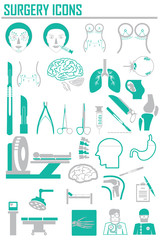 vector surgery icons set.