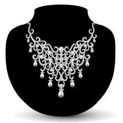 jewelry necklace female with beautiful pearls and precious stones