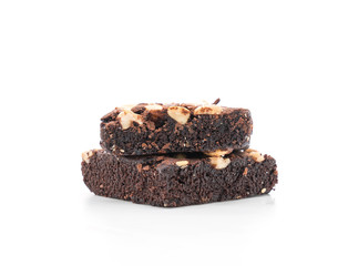 chocolate brownies on white