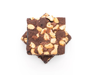 chocolate brownies on white