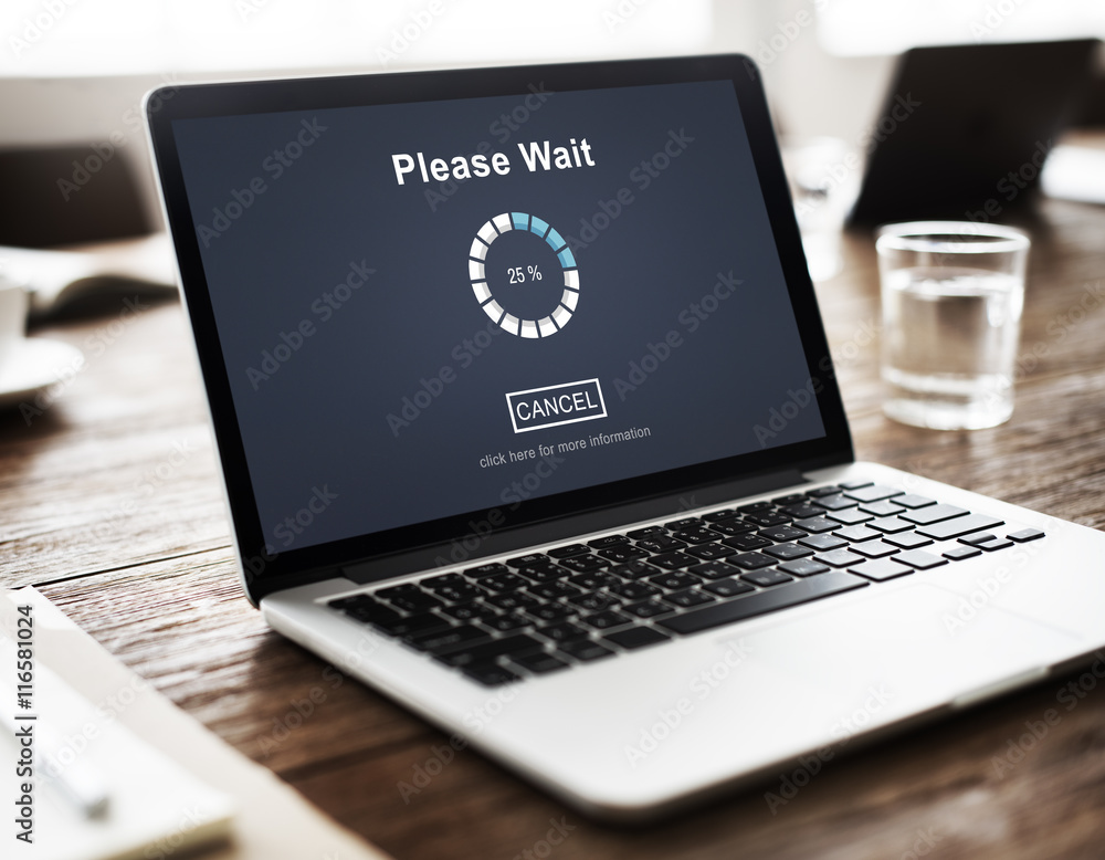 Poster please wait loading waitng trasfer anticipation concept