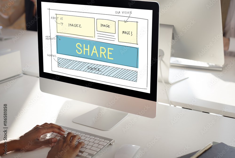 Aufkleber web design layout share sharing concept