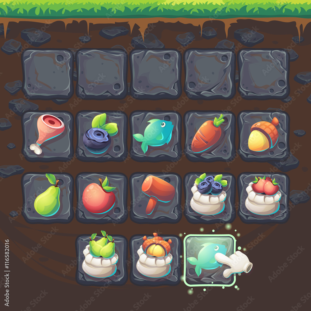 Poster feed the fox gui match 3 game items