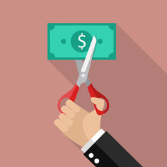 Hand cutting money bill