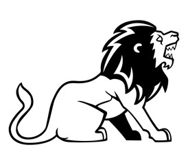 Vector illustration of lion on line art