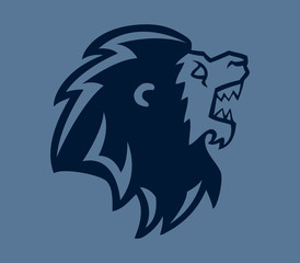 Vector illustration of lion head on line art