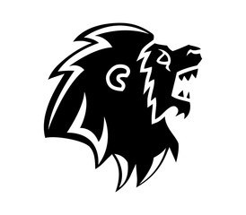 Vector illustration of lion head silhouette