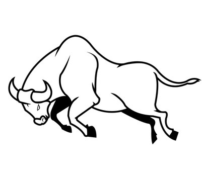 vector illustration of jumping bull