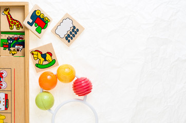 Fototapeta premium generic wooden toys with no copy rights, representing objects an