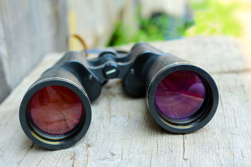 black binoculars