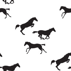 Vector seamless pattern with horses