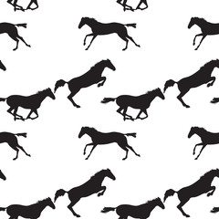 Seamless pattern with silhouette of horse