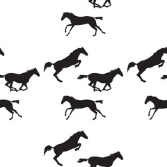 Vector seamless pattern with horses
