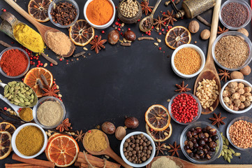 Composition of spices with a copy space