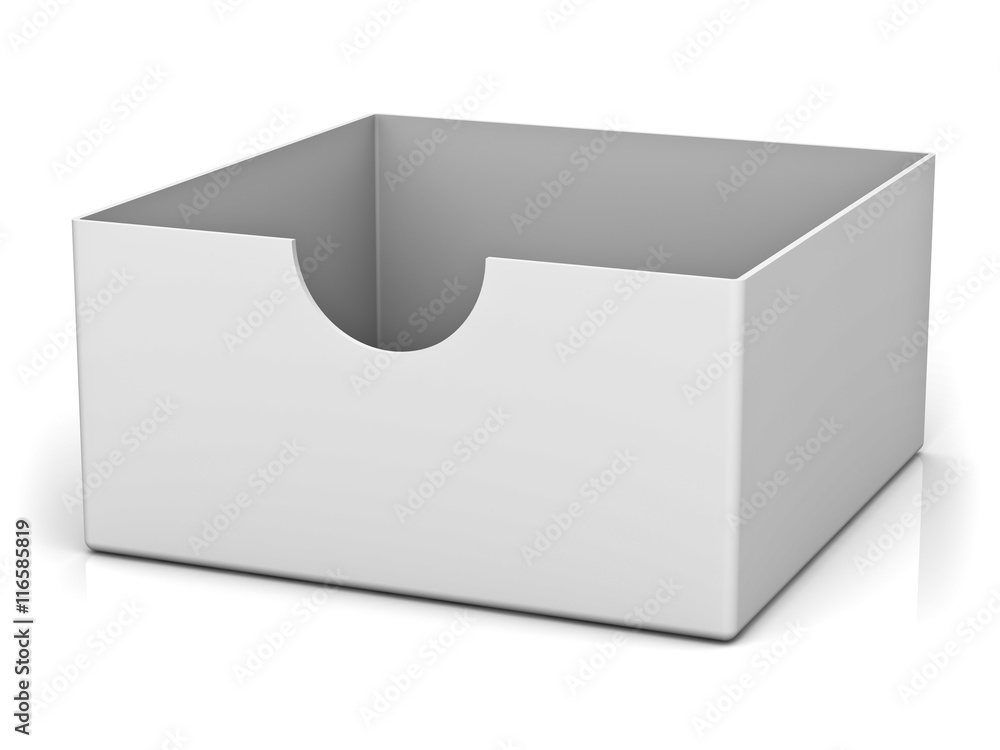 Aufkleber Empty box isolated on white background with reflection and shadow 3D rendering