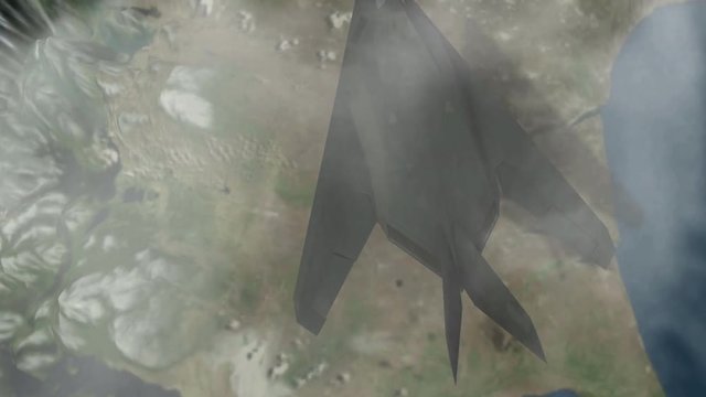 F-117 Nighthawk flying over sky closeup