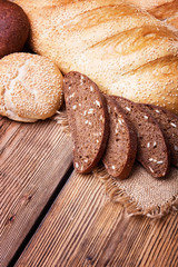Assortment of fresh bread on the table