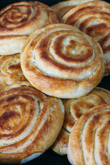 Сinnamon and raisin roll bun,still life style