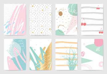 Creative cards with abstract geometric backgrounds