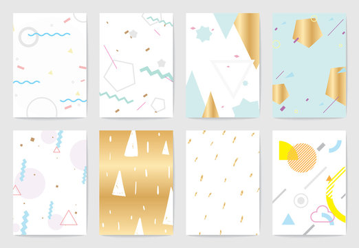 Creative cards with abstract geometric backgrounds