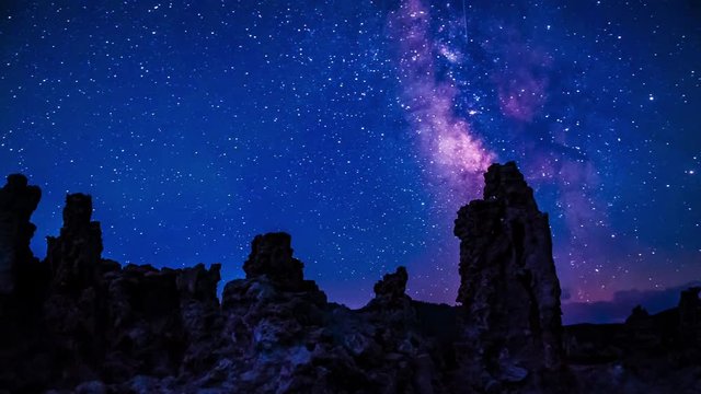 Milky Way rising over Tufa Towers Mono Lake California Time-lapse