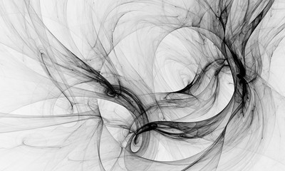 Black and white fractal. Abstract fractal. Fractal art background for creative design. Decoration for wallpaper desktop, poster, cover booklet, card. Psychedelic. Print for clothes, t-shirt.