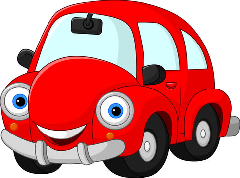 Cartoon funny red car 