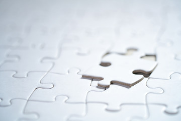 White Blank jigsaw puzzle, business concept of Solution