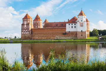 Naklejka na ściany i meble Castle in town Mir of Belarus. Medieval Mir castle