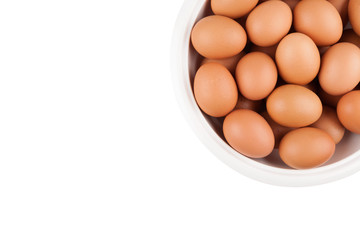 Fresh organic eggs in bowls