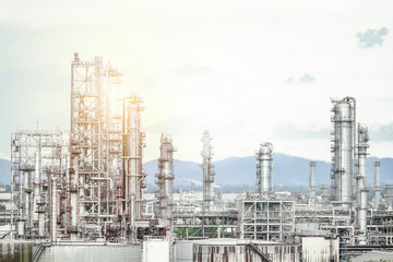 Fototapeta na wymiar Oil and gas refinery plant at twilight sky - Petrochemical facto