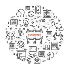 Vector line creative concept for teamwork
