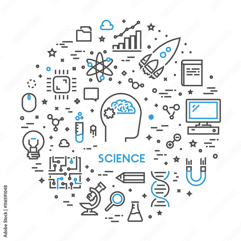 Poster vector line web concept for science