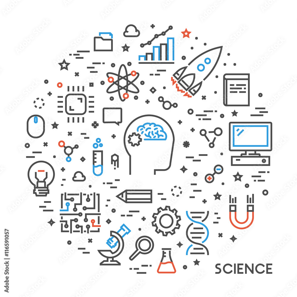 Poster vector line web concept for science
