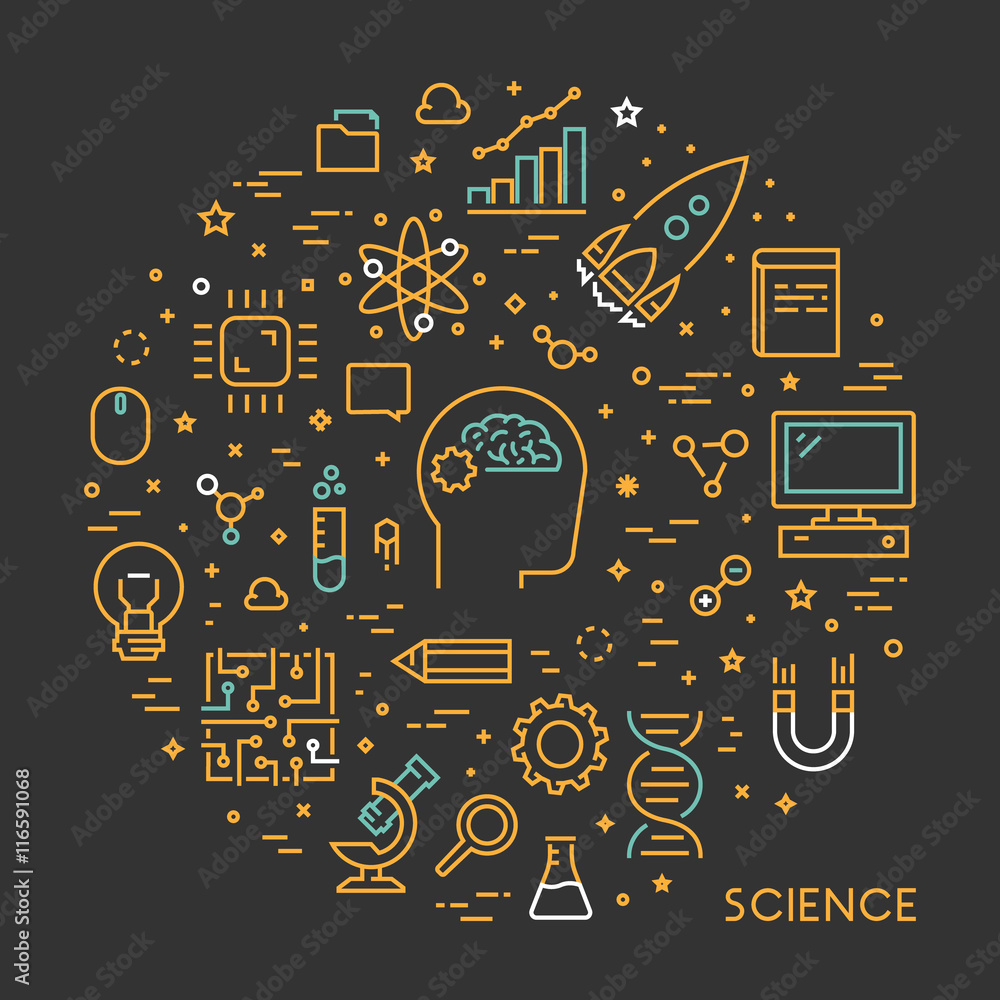 Poster vector line web concept for science