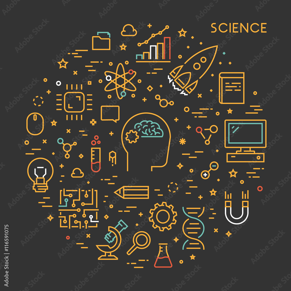Poster vector line web concept for science.