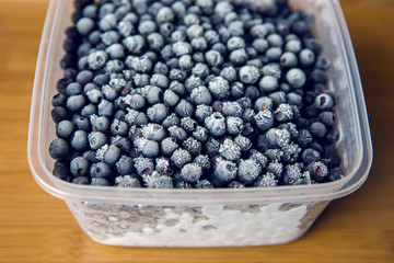 frozen blueberries with frost