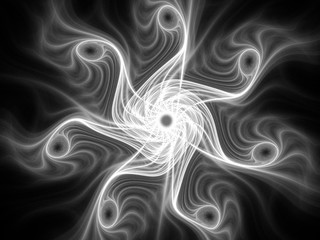 Black and white fractal. Abstract fractal. Fractal art background for creative design. Decoration for wallpaper desktop, poster, cover booklet, card. Psychedelic. Print for clothes, t-shirt.