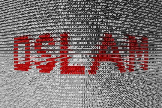 DSLAM in the form of binary code, 3D illustration