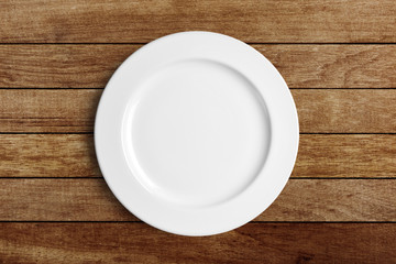 Simple white circular porcelain plate