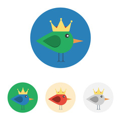Flat icon with bird with crown