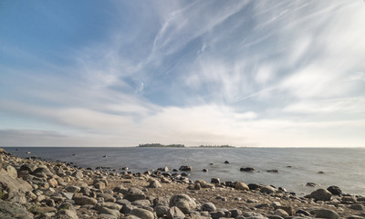 Rocky Shoreline over Ocean