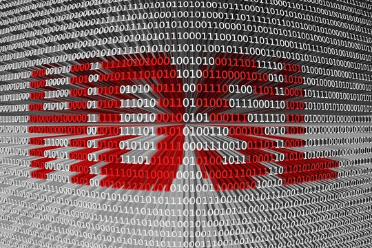 HDSL in the form of binary code, 3D illustration