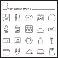 Bakery line icons set.Mono icons pack 5.