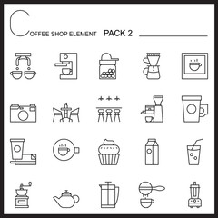 Coffee shop line icons.Mono icons pack 2.