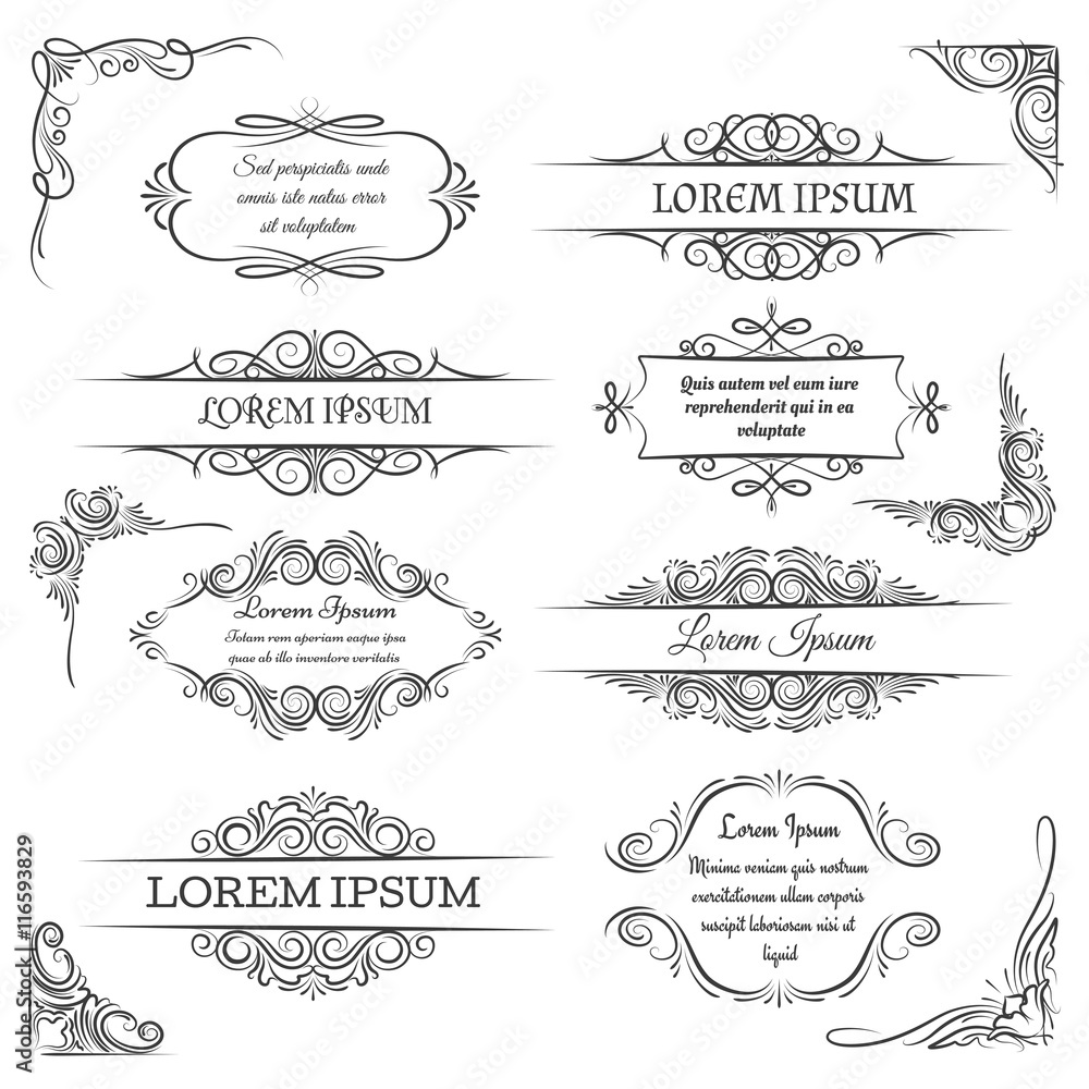 Canvas Prints vintage ornate frames. decoration vector scroll elements